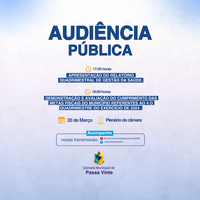 Câmara Municipal de Passa Vinte Convida a População para Audiências Públicas no Dia 20 de Março